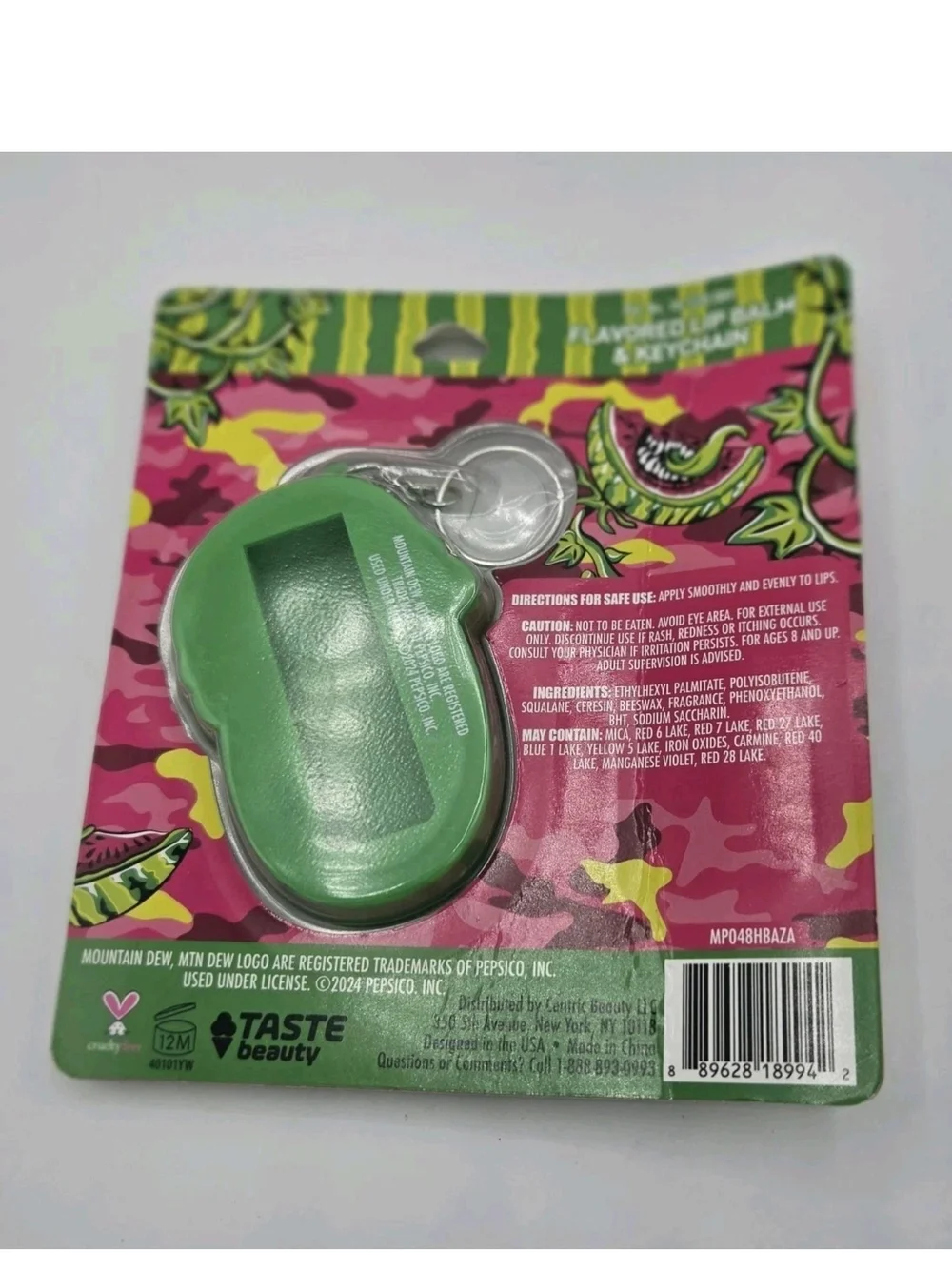 Mtn Dew Mountain Major Melon Watermelon Flavored Lip Balm Keychain Holder NEW